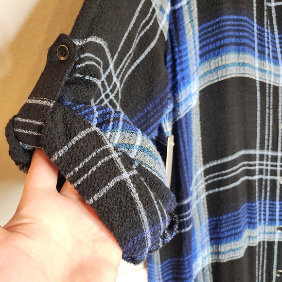 NWT Anthropologie Cloth & Stone Geri Plaid Maxi Dress Size XL Blue Black Stretch - Picture 2 of 16